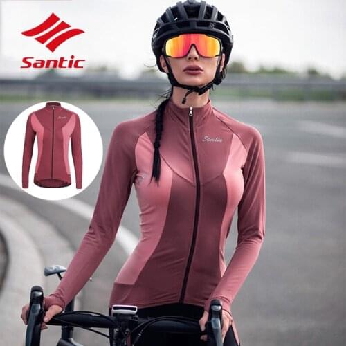 Santic Women Winter Warm Thermal Fleece Long Sleeve Cycling Mountain Top Jersey Road Bike Bicycle Jersey Top Shirt Clothes