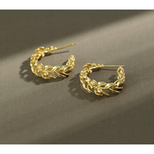 100% Real Pure 925 Sterling Silver Plant Wide Leaf Shape Drop Earrings for Women Lady Wedding Jewelry Gift