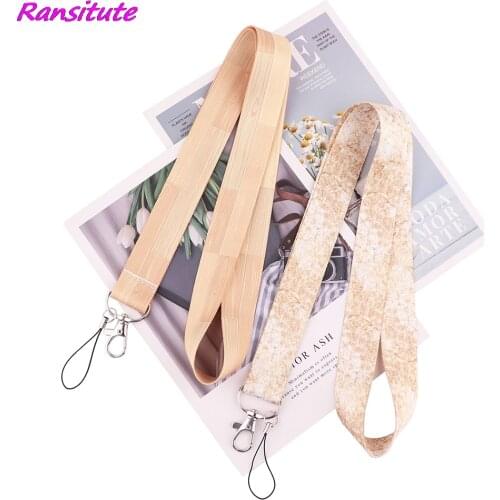 Ransitute R1945 Wood Grain Marble Pattern Painting Art Key Chain Lanyard Neck Strap For Phone Keys ID Card Creative Lanyards