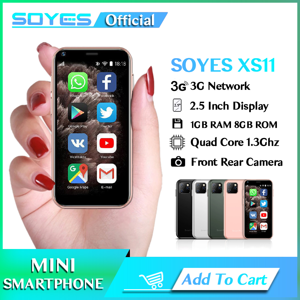 Super Mini SOYES XS11 SmartPhone 1GB RAM 8GB ROM 2.5 Inch MT6580A Quad Core Android 6.0 1000mAh 2.0MP Small Pocket Mobile phone