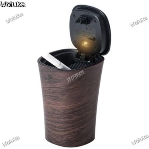 Wood grain car home durable ashtray with LED night light solar charging car ashtray CD50 Q06