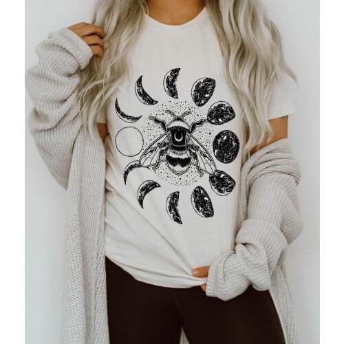 Mystical Moon Bee Moon phases t-shirt women 100% Cotton funny graphic grunge tumblr hipster casual Fashion unisex tee top tshirt