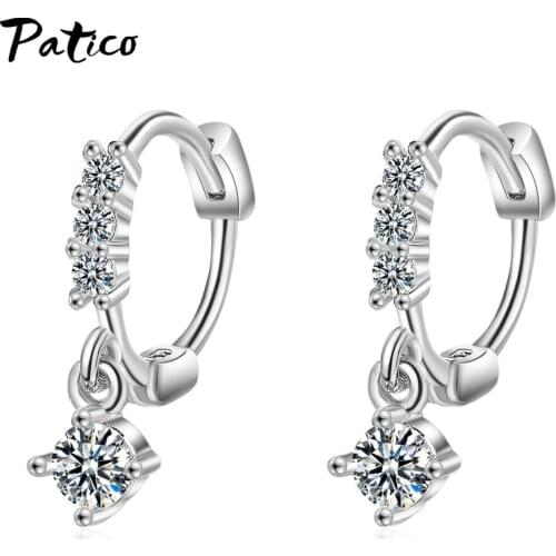New Drop Shipping Crystal Zircon Small Hoop Earring For Woman925 Sterling Silver Earring Girl Valentines' Day Romantic Jewelry