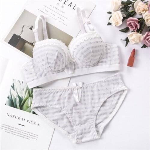 Sanderala 2019 Women Cute Women Ultra Thin Lace Transparent Ladies Push Up Bow Bra Lingerie Print Underwear Lingerie Set