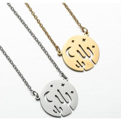Cactus Necklace Womens Stainless Steel Hollow Cactus Moon Star Pendant Necklaces Desert Night