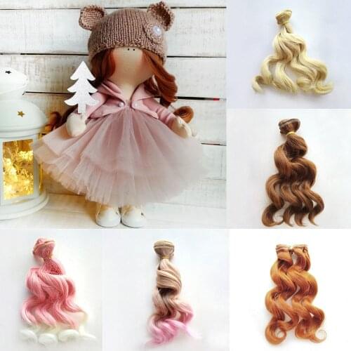 1pcs 15*100cm Screw Curly Hair Extensions for All Dolls DIY Wigs High Temperature Synthetic Fiber Hair Pieces Doll Accessories