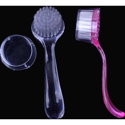 1 Pcs Plastic Nail Art Dust Cleaning Brush with Cap Round Head Makeup Washing Brush for Manicure Pedicure Nail Art Brushes Tools