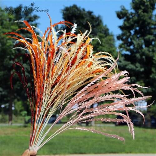 110cm Large Artificial Flower Green Plants Plastic Grass Miscanthus Room Home Decor Wedding Flower Wall Materials Photo Props