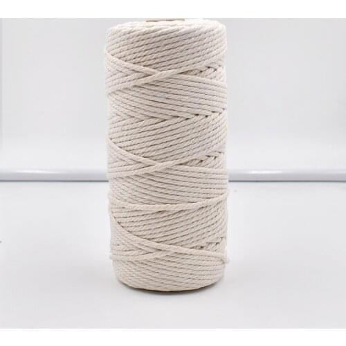 3mm Macrame Rope Twisted String Cotton Cord for Handmade Natural Beige Rope DIY Home Wedding Accessories Gift Jewellery Making