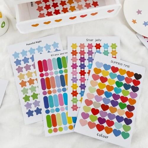 4 pcs/lot DIY Kawaii Star Heart Decorative Scrapbooking Stickers Cute Coffee Journal Diary Sticker Korean Stationery Supplies