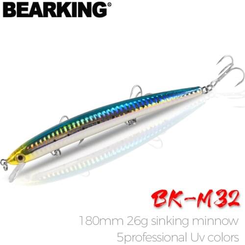 BearKing 180mm/26g,5pcs/.lot. Color send randomly! 2017 good fishing lures minnow,quality professional minnow
