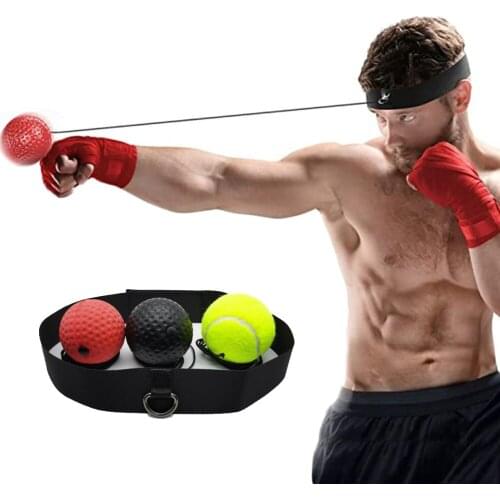 Boxing Reflex Speed Punch Ball Head-mounted PU Rubber Tennis Raising Reaction Hand Eye Training Gym Home Fitness Headband Balls
