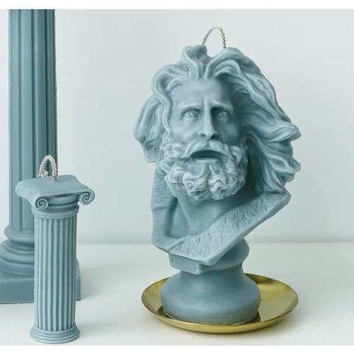 Large Size David Art Candle Molds Marseille Head Design Venus Plaster Sculpture Scented Candle Making Silicone Mould