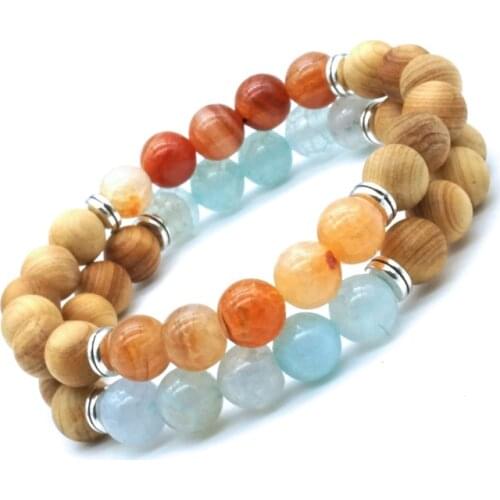 8mm Ice cracked agate Stone Lava beads & Wood beads Aromatherapy Essential Oil Diffuser Bracelet Buddha Yoga Women Men Jewelry