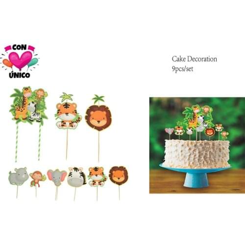 Conunico Animal Jungle Theme Jungle Party Decoration Birthday Jungle Safari Animal Kids Party Supplies Cake Decoration JA5036