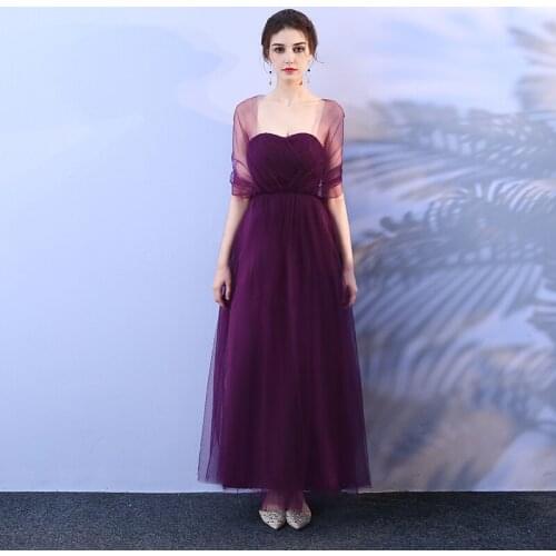 Long Tulle Bridesmaind Dresses Ankle Length One Shoulder Strapless Cap Sleeves Special Occosion Dress Sweetheart Sash Gowns