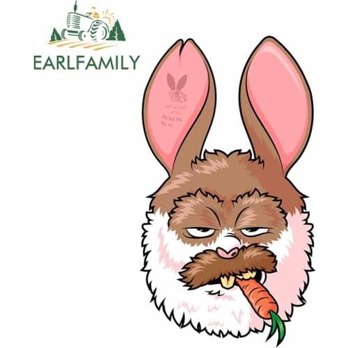 EARLFAMILY 13cm x 9.9cm Cute Rabbit Car Stickers Funny JDM ATV RV Decals Waterproof Vinyl Car Wrap Occlusion Scratch