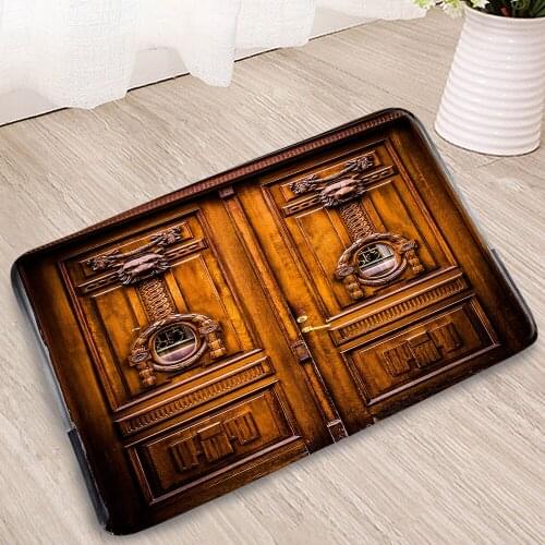 Dilapidated Door Window Bedroom Mats Retro Old Brick Wall Doorway Welcome Carpet Bathroom Kitchen Corridor Flannel Non-Slip Rug