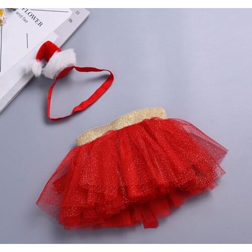 Newborn Photography Props Baby Tutu Skirt+Christmas Headband Baby Photo Prop Clothing Skirts Photography Babies Accessories