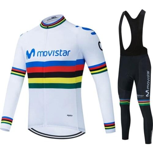 World Champion Movistar Team Cycling Jersey Spring/Autumn Cycling Clothing Ropa Ciclismo Men Breathable Jersey Maillot Ciclismo