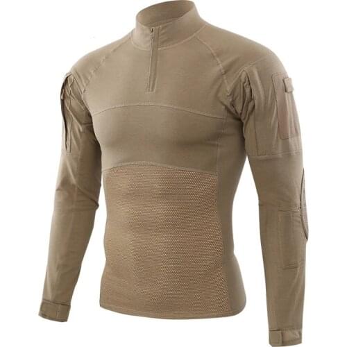 Tactics ACS-Type-II Khaki Elastic Fabric Material T-Shirt Sports Elastic Long Sleeve