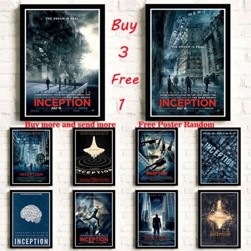 Inception Leonardo DiCaprios film classic movie Coated paper Poster Bar Cafe Living Room Wall Decorative Paintings Frameless