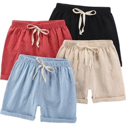 Summer Shorts Childrens Wear Shorts Boy Baby Elastic Pants Solid Cotton Kids Teenager Beach Loose Casual Sport Short Pants