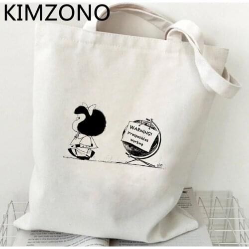 Mafalda shopping bag canvas bolsa tote eco cotton grocery bag reciclaje cloth woven foldable sacolas
