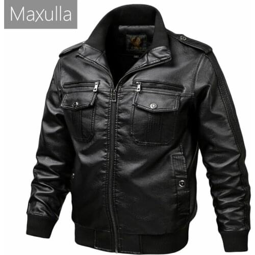 Maxulla Autumn Mens PU Jackets Casual Outdoor Motorcycle Leather Jacket Male Slim Fit Streetwear Biker Leather Coats Clothing