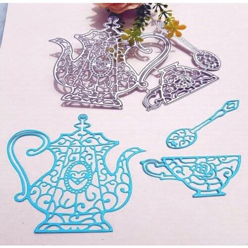 Teapot and cup decoration Metal Cutting Dies for DIY Scrapbooking Album Paper Cards Decorative Crafts Embossing Die Cuts