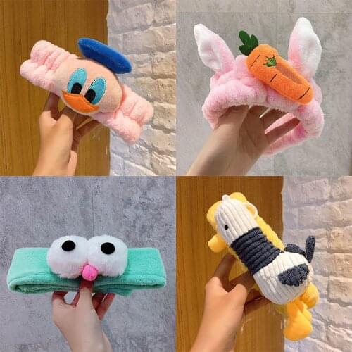 Cute Cartoon Animal Bowknot Soft Flannel Elastic Hair Band For Women Cosmetic Headbands Hairlace for Washing Face Makeup Tools
