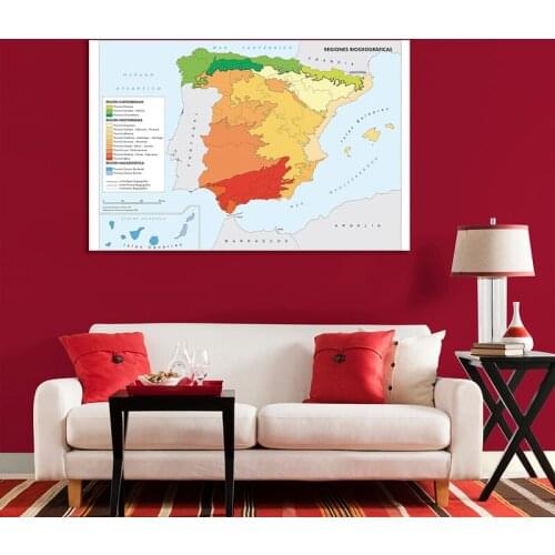 Multisize Spanish Maps Geographical Division/Wine Distribution /Topographic Posters and Prints Modern Canvas Map of Spain