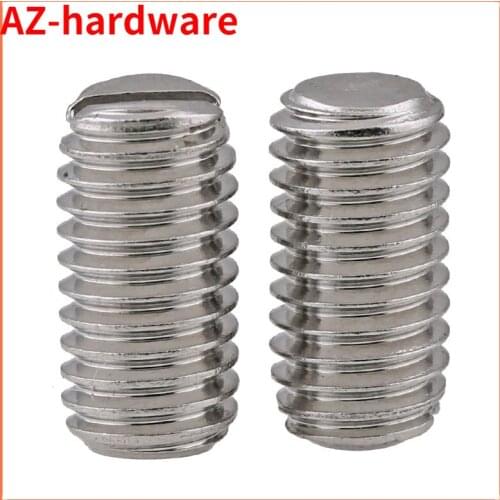 304 Stainless Steel Flat End Set M3 M 4 M 6 M 8 M 10 Screws Slotted Headless Screws Machine Meter Top Thread 50PCS