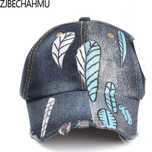 2020 New Spring Vintage Denim Cap Baseball Cap Snapback Hat Summer Cap Hip Hop Floral Cap Hats For Men Women Grinding Multicolor
