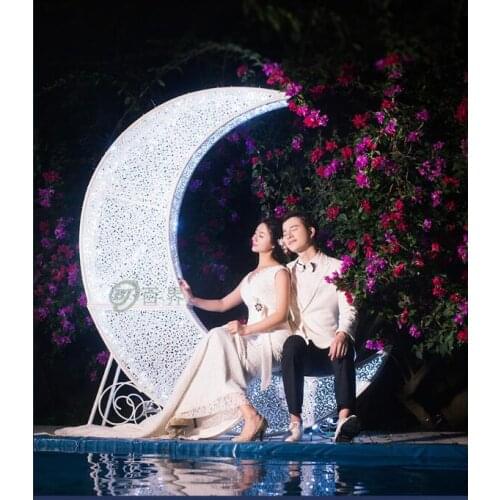 New wedding props european-style iron moon boat theme wedding stage layout shooting props