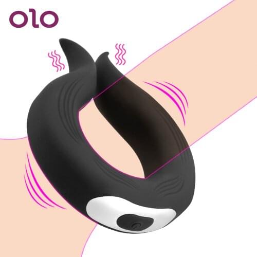 OLO Dildos Vibration For Gay Male Chastity Cock Ring Delay Ejaculation Penis Ring Vibrator Erotic 10 Frequency Sex Toys for Man