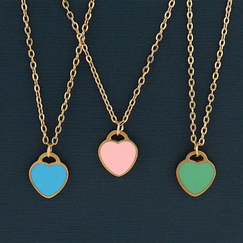 Fashion Stainless Steel Necklaces For Women Heart Necklace Chain Necklace Heart Pendant Necklace Gold Color Necklace Jewelry