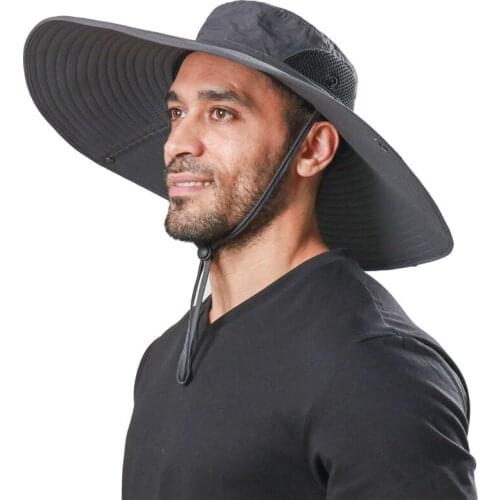 Solid color 15CM big edge fisherman hat Outdoor sunscreen breathable basin hat Summer fishing hat Mountaineering hat Beach hat