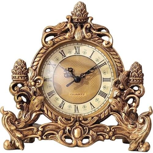 Christmas European clock creative resin clock vintage living room fashion ornaments bedroom luxury tabletop mute clocks and wat