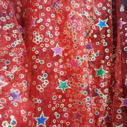 Christmas Decoration Organza Fabric 3 yards Bling Stars Cosplay Craft DIY Fabric
