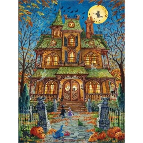 Counted Cross Stitch Kits Needlework Embroidery - Crafts 14 ct Aida DMC Color DIY Arts Homemade Home Decor - The Trick or Treat