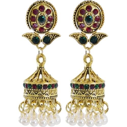 European American Exaggerated New Earrings For Women Metal Rhinestone Earrings India Nepal Bells tassels Statement Jewelry