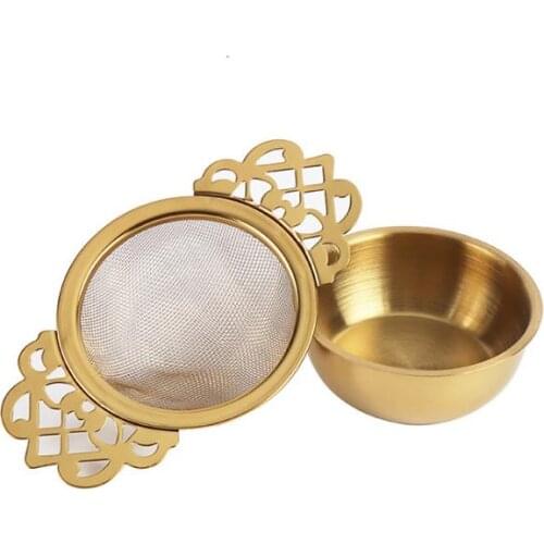 Empress Tea Strainers with Drip Bowls Mesh Tea Infuser Stainless Steel Loose Leaf Tea Filter with Elegant Double Winged HandleSN