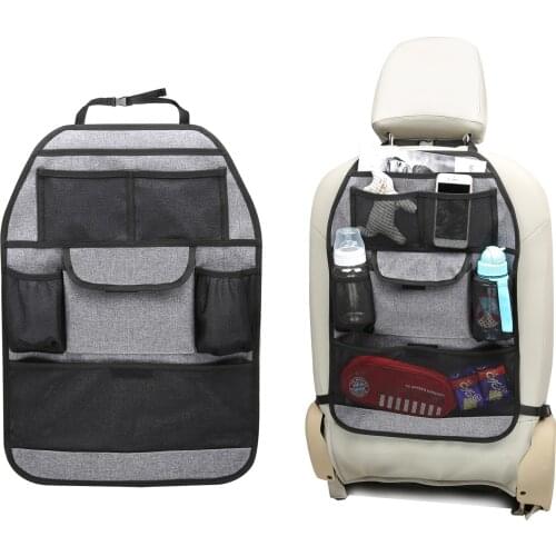 Car Seat Back Multi-Pocket Pack Bag Hanging Organizer Collector Storage Box Car Interior Accessories Black Stowing Tidying