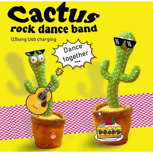 Dancing Cactus Plush Toys Electric Singing 120 Songs Dancing And Twisting Cactus Luminous Recording Learning To Speak Baby Toy
