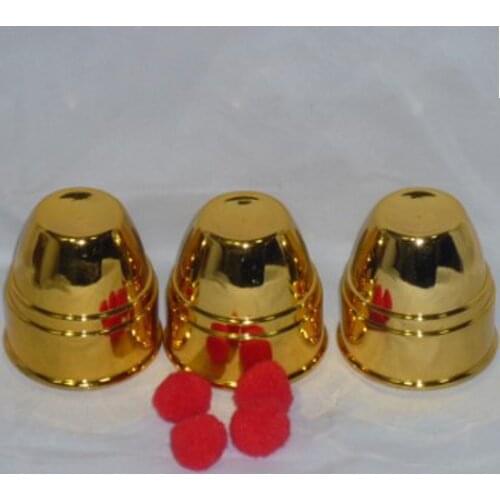 In Plastic Material with Golden Three Cups and Three Balls (Large) Magic Tricks Stage Close Up Magia Cup and Ball Magie Props