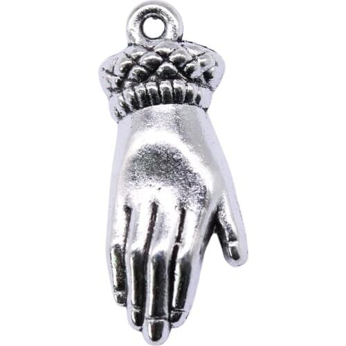 WYSIWYG 4pcs 26x10mm Vintage Hand Pendants Charm For Jewelry Making Antique Bronze Color Palm Pendants Charm Palm Hand