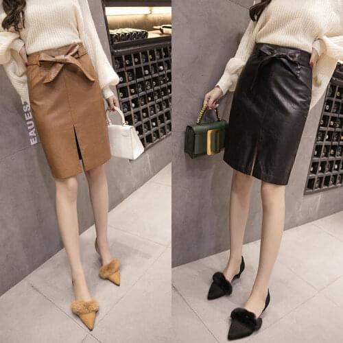 PU Leather Skirt Womens 2020 Skirt High Waist Skirt Autumn and Winter Long Woman Skirts Mujer Faldas Saias Mulher