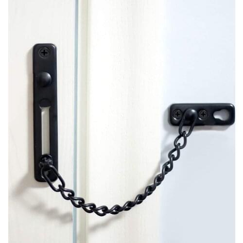 Door Chain Lock Stainless Steel Security Chain Guard With Spring Anti Theft Press Lock Heavy Duty Polished Door Latch With Screw