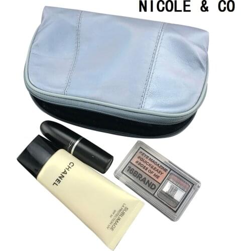 NICOLE & CO Womens Short Vintage Genuine Leather Cosmetic Bag Portable with hot-selling new travel multifunctional storage bag